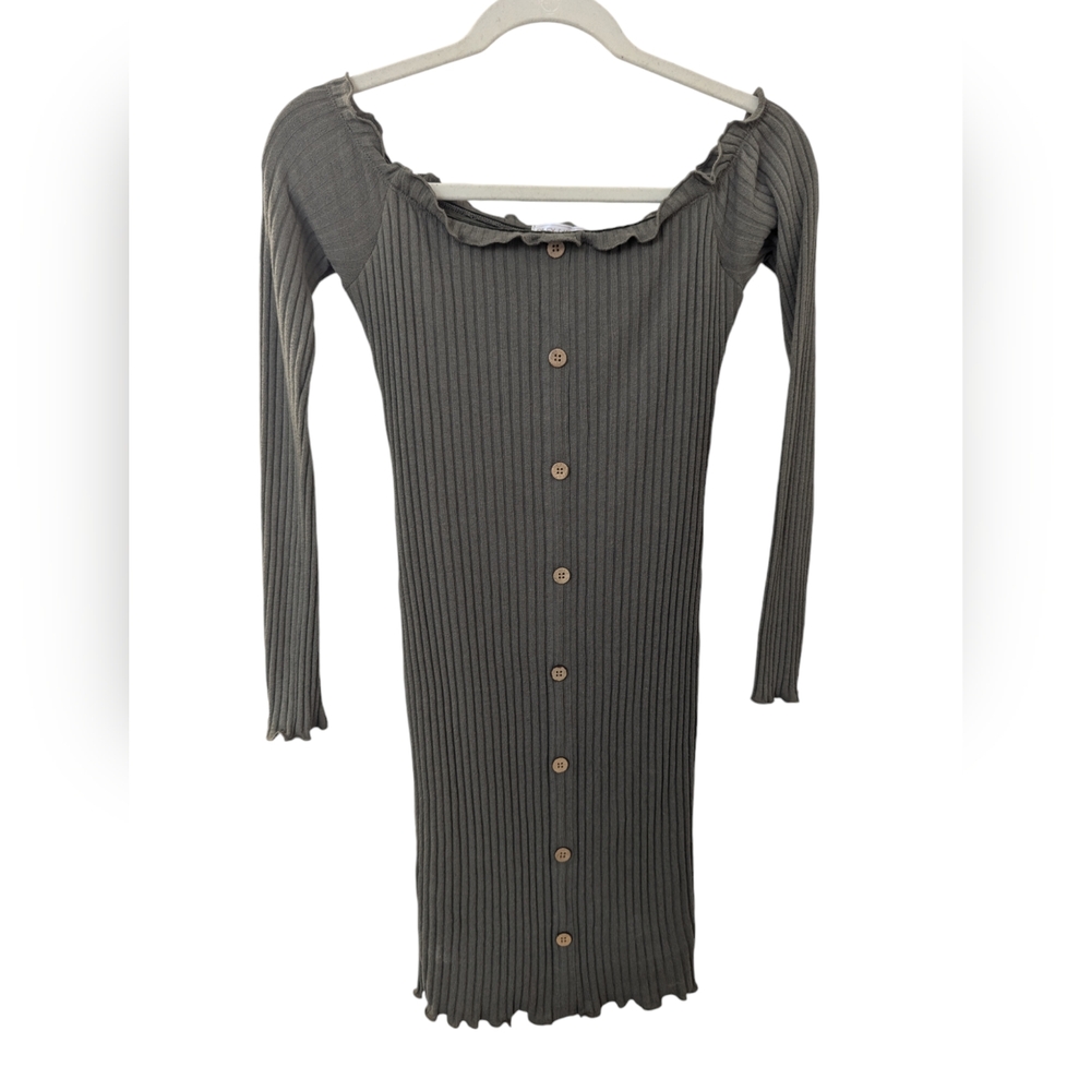 Ribbed Knit Long Sleeve Dress